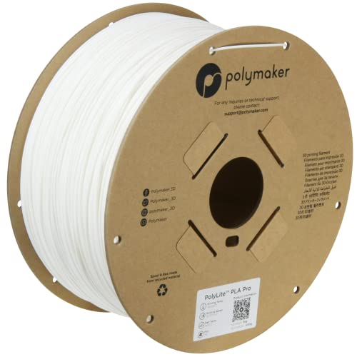 Polymaker PLA PRO Filament 1.75mm 1kg, Tough & High Rigidity White 3D Printing Filament, PolyLite PLA PRO 3D Printer Filament 1.75mm, Print with Most 3D Printers