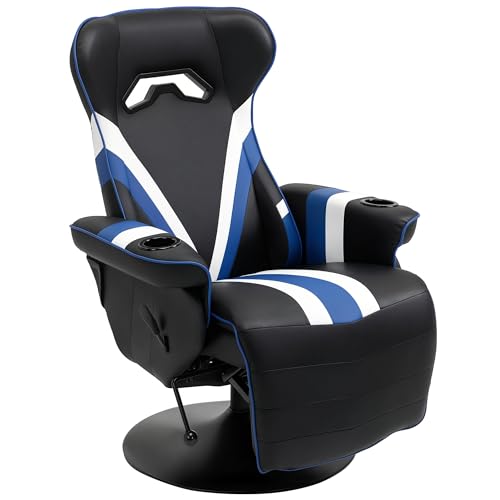 Vinsetto Gaming Chair, Racing Style Computer Recliner with Lumbar Support, Footrest and Cup Holder, Black/White/Red
