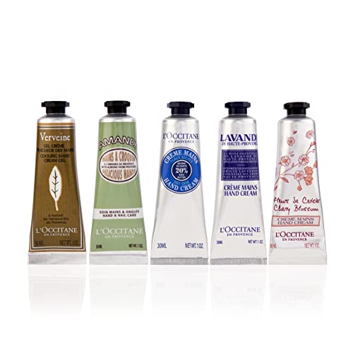 L’Occitane Soften & Go Hand Creams Gift Set, Holiday 5-Piece Skincare Essentials, Travel Size Daily Hydrating Minis, Moisturizes & Nourishes Dry Hands