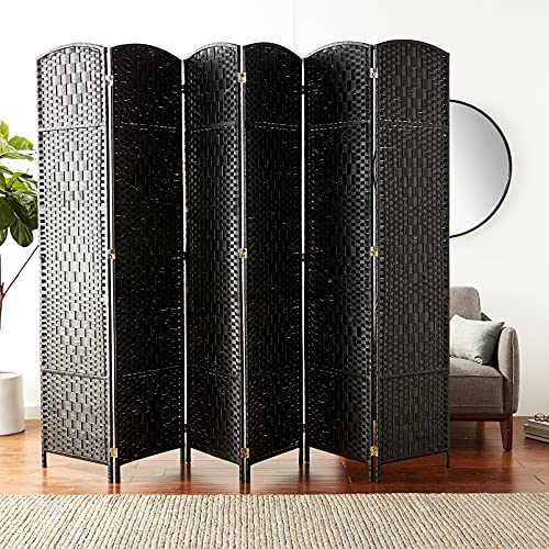 Red Lantern 7 ft. Tall Diamond Weave Dark Beige-6 Panels Room Divider