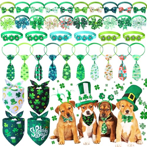 40 Pcs Christmas Dog Bow Ties Set 26 Christmas Pet Bowties 10 Santa Snowman Necktie 4 Winter Dog Bandana Xmas Grooming Accessories for Holiday Pet Outfit Winter Gift