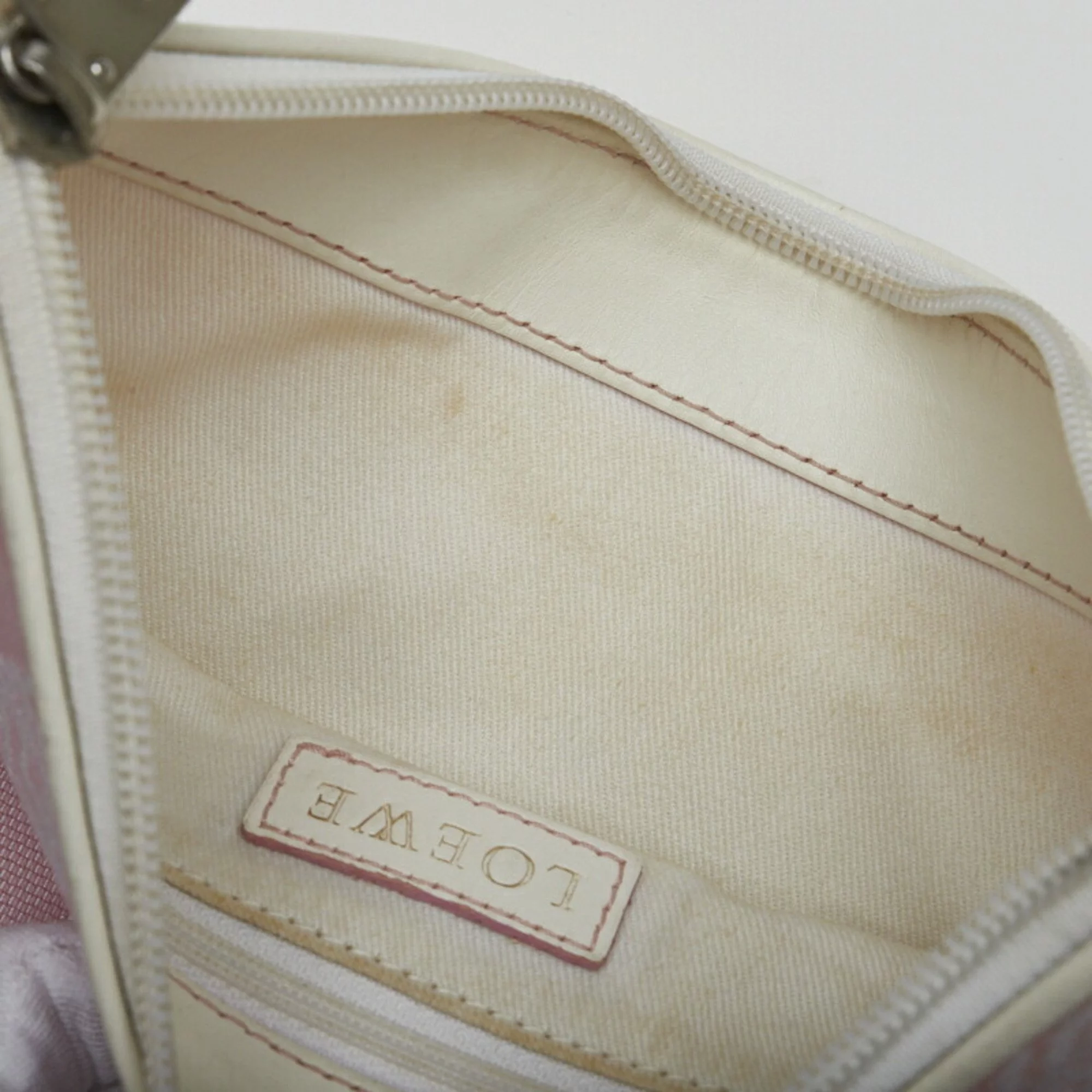 Pre-Owned Loewe Anagram shoulder bag 090401 pink white canvas leather ladies LOEWE (Fair)