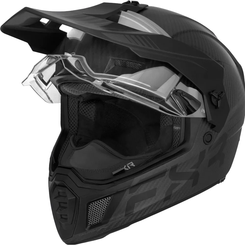 FXR  Clutch X Pro Carbon Fiber Snowmobile Helmet Heated DL Face Shield Black Ops - 240640-1010-19