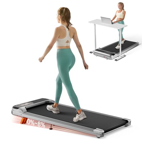 Walking Pad, Under Desk Treadmill with Incline for Home Office 2.5HP Portable Walking Treadmill with 265 Lbs Weight Capacity Walking Machine, Remote Control, LED Display