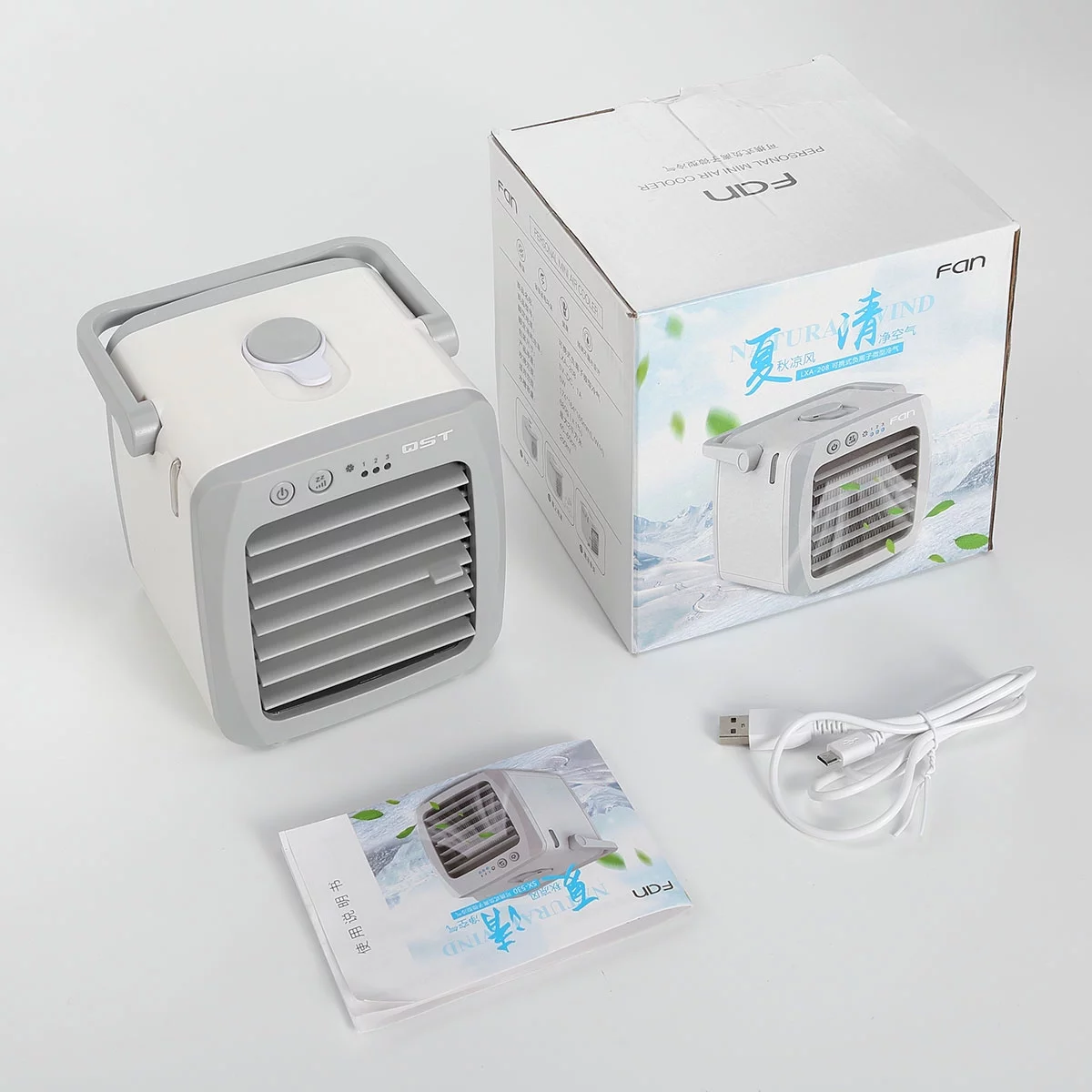 Evaporative Bladeless Air Conditioner Fan Portable Table Misting Fan with 3 Wind Speed  Sleep Mode for Small Room