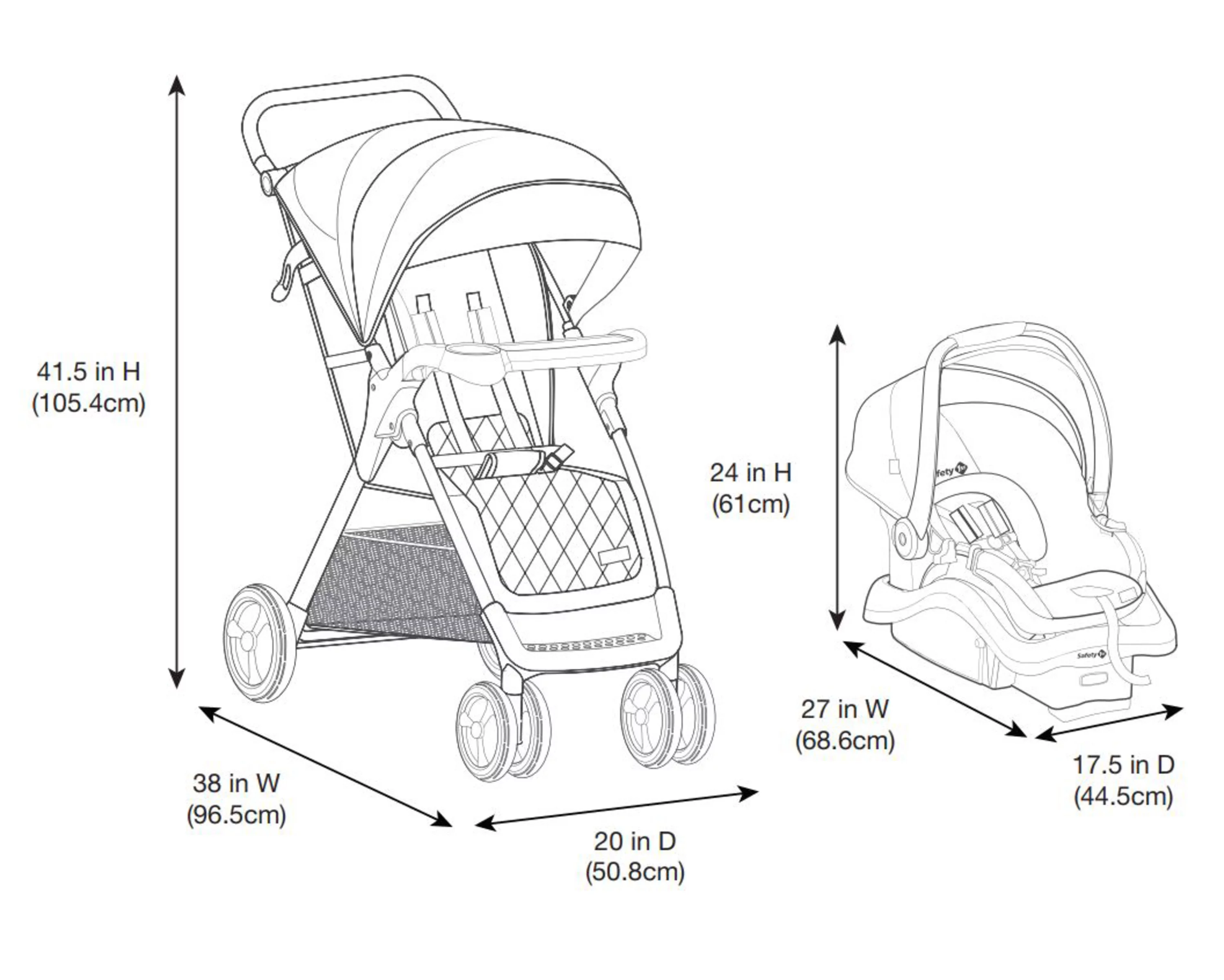 Monbebe Travel System Stroller & Infant Car Seat - Navy Camo