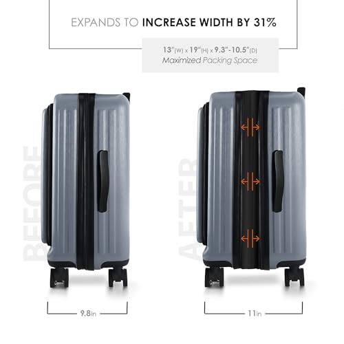 22 Inch Carry On Luggage 22x14x9 Airline Approved, Carry On Suitcase with Wheels, Hard-shell Carry-on Luggage, Durable Luggage Carry-On, Black Small Suitcase with Cosmetic Case