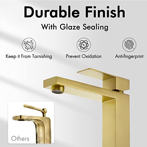 KES Vessel Sink Faucet, Black Bathroom Faucets, Tall Bathroom Faucets with Sink Drain with Overflow, L3156BLFF12-BK-C1