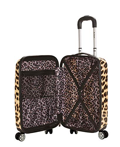 Rockland Safari Hardside Spinner Wheel Luggage, Pink Giraffe, Carry-On 20-Inch