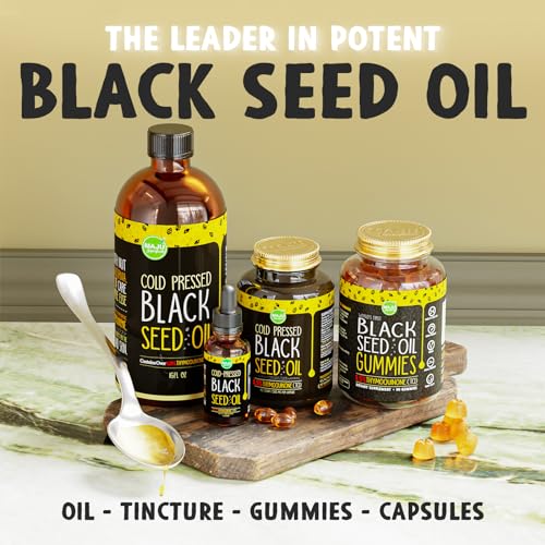 MAJU Black Seed Oil - 3 Times Thymoquinone, Cold-Pressed, 100% Turkish Black Cumin Seed Oil, Liquid Pure Blackseed Oil, Glass Bottle, 8 oz