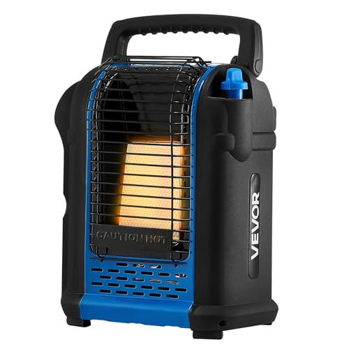VEVOR Propane Propane Heater, 9000BTU Forced Radiant Space with Stepless Temp Settings & Tip-over Protection, Portable Garage/Shop Heater for Sports, Boating, RVs,Indoor/Outdoor