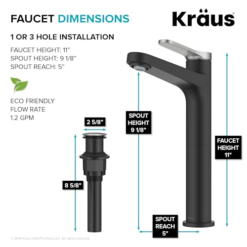 KRAUS Indy Single Handle One Hole Bathroom Sink Faucet in Chrome, KBF-1411CH