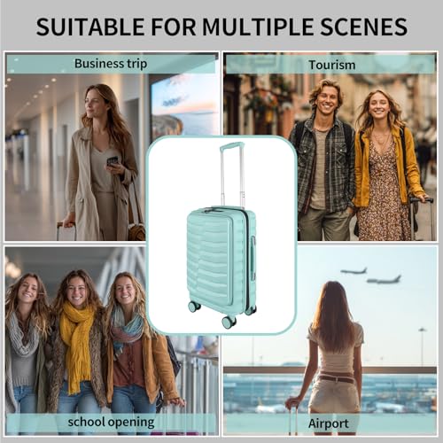 Lightweight Luggage with Spinner Wheels & YKK Zipper, 3-Piece Travel Suitcase ABS+PC Hardshell Luggage Set with TSA Lock, Light Avocado Green (20+24+28 inch)