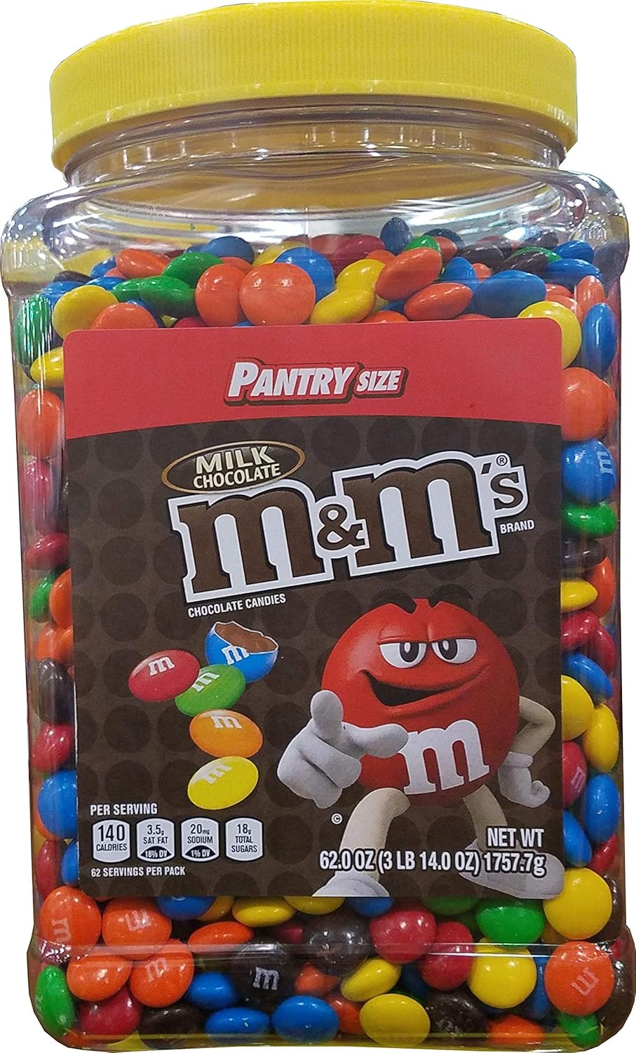 M&M's Milk Chocolate Candies Pantry Size, 62 Ounce(Pack of 6)