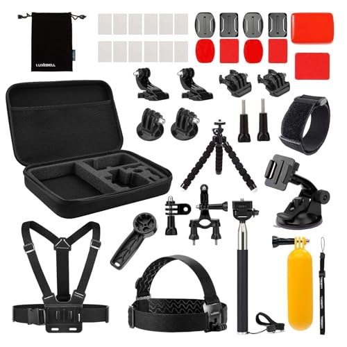 Luxebell Accessories Kit for AKASO EK5000 EK7000 4K WiFi Action Camera GoPro Hero 12 11 10 9 8 7 6 5/Session 5/Hero 4/3+/3/2/1 Max Fusion SJ4000 SJ5000 (14-in-1)