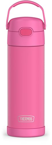 THERMOS FUNTAINER 16 Ounce Stainless Steel Vacuum Insulated Bottle with Wide Spout Lid, Apricot