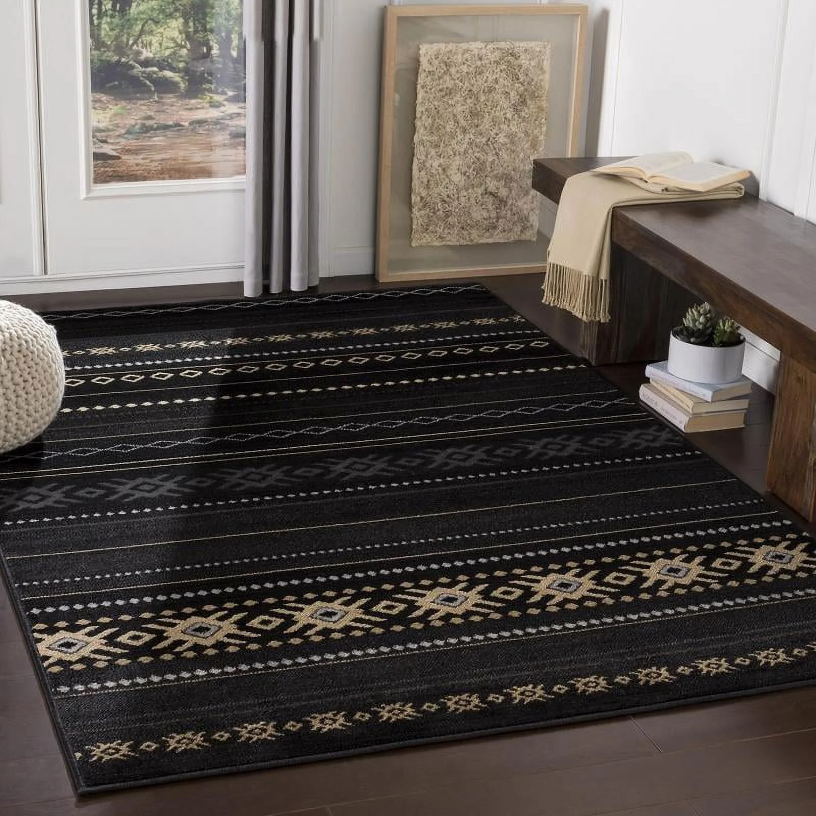 Mark&Day Area Rugs, 2x8 Creston Rustic Black Runner Area Rug (2'2
