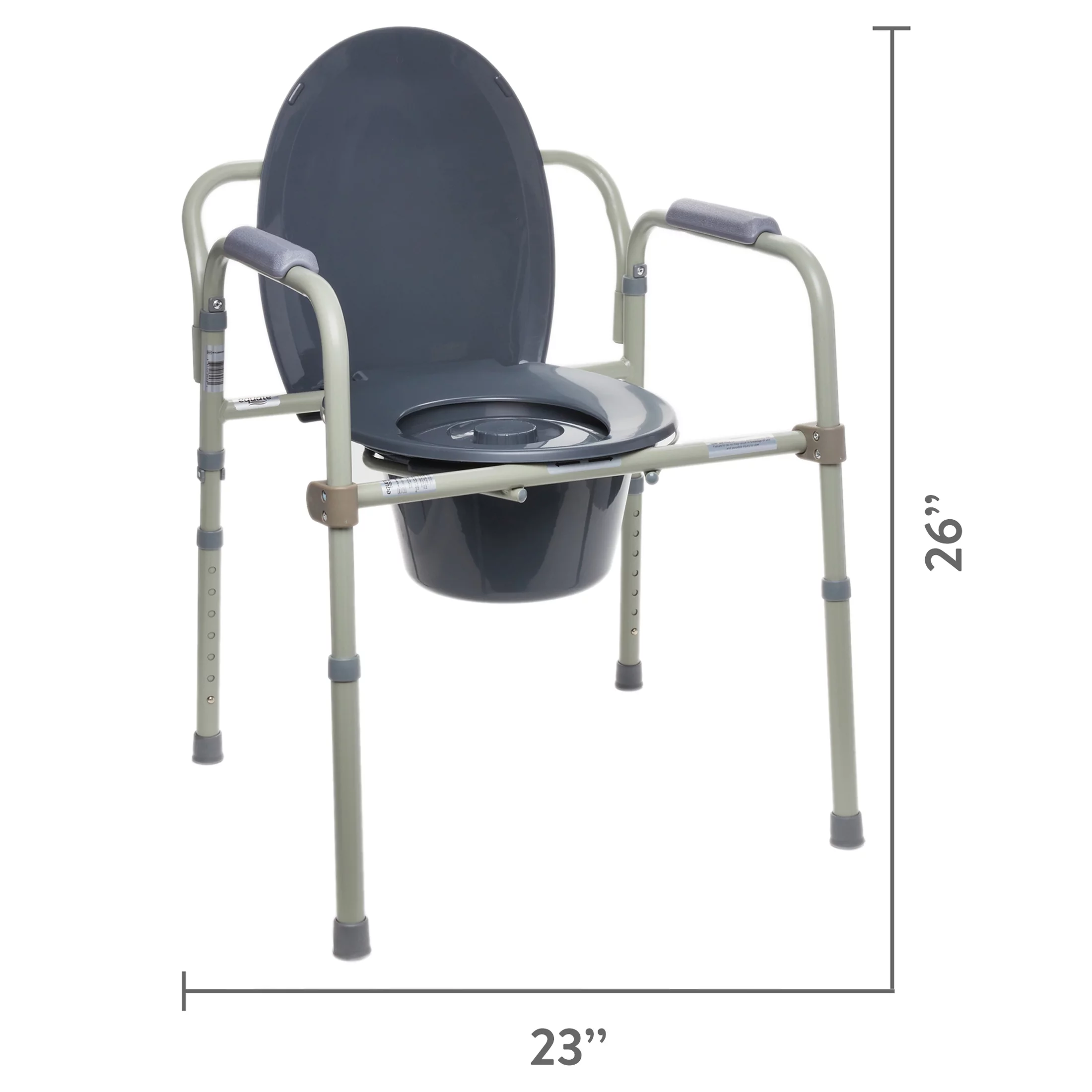 Equate Steel Foldable 3-in-1 Bedside Toilet Commode, 400 lb Weight Capacity