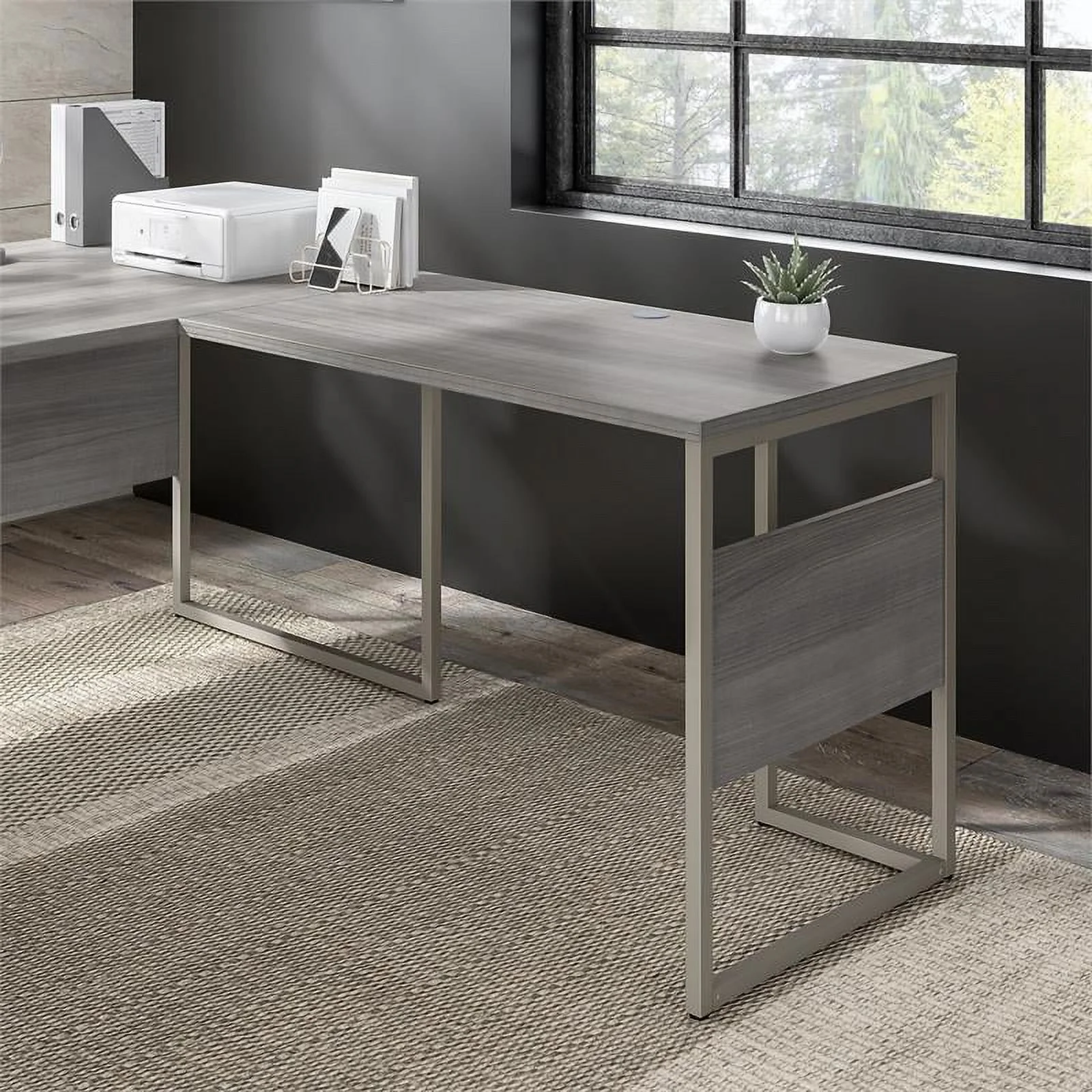Hybrid 42W x 24D Desk Return/Bridge in Platinum Gray - Engineered Wood
