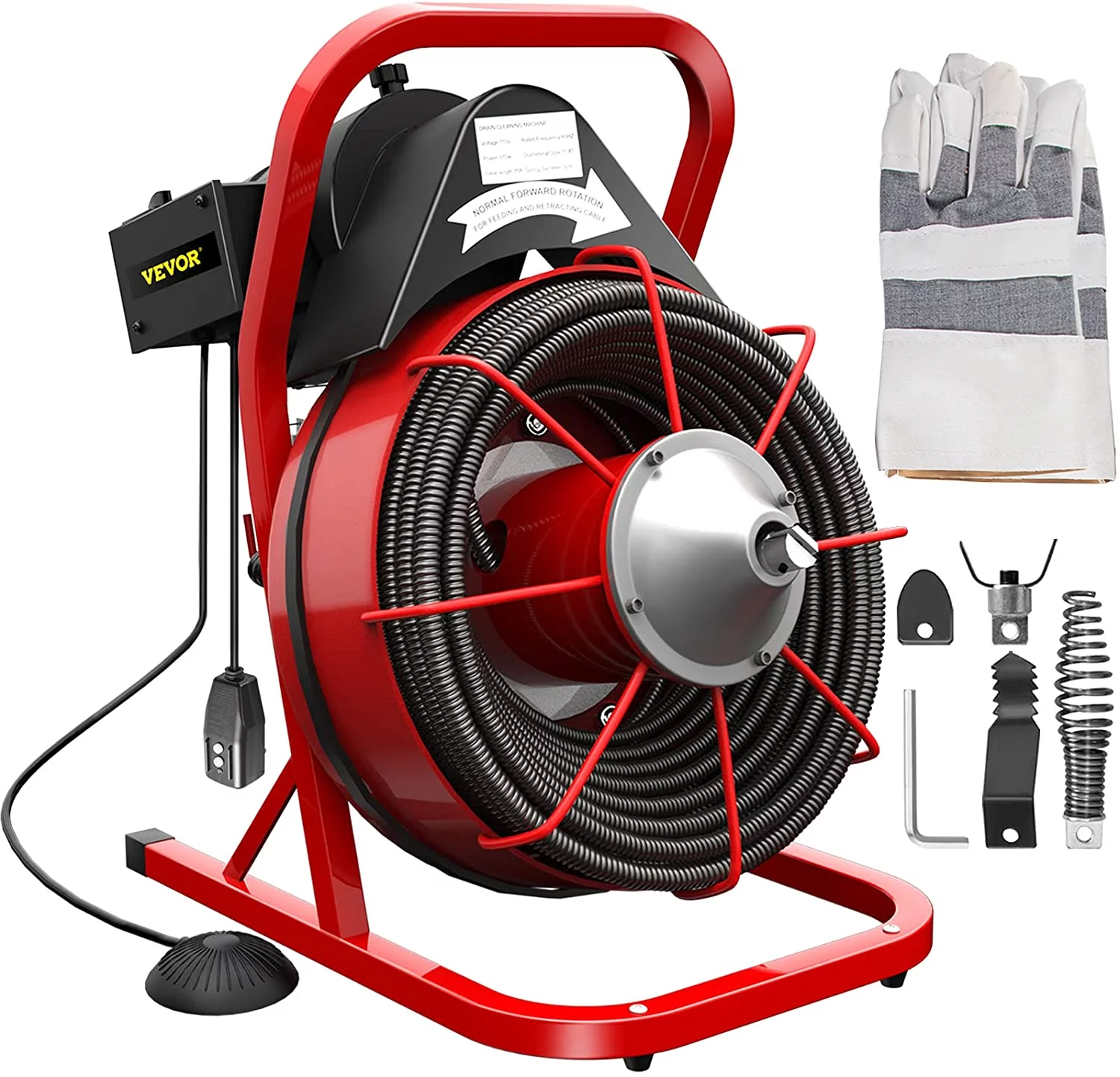 VEVOR Drain Cleaner Machine 75ft x 1/2 in, Drain Cleaning Machines 370W Drain Auger for 1