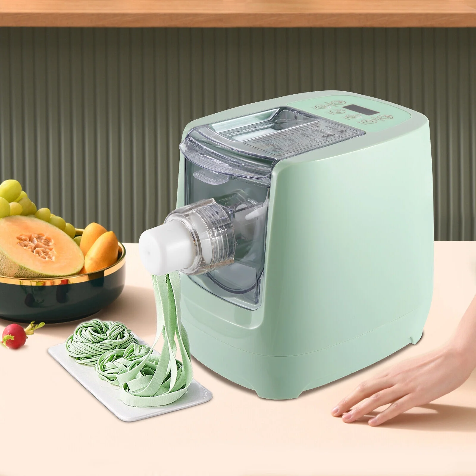 Miumaeov 13-Mode Automatic Noodle Maker Electric Pasta Lasagna Dumpling Skin Making Machine Green