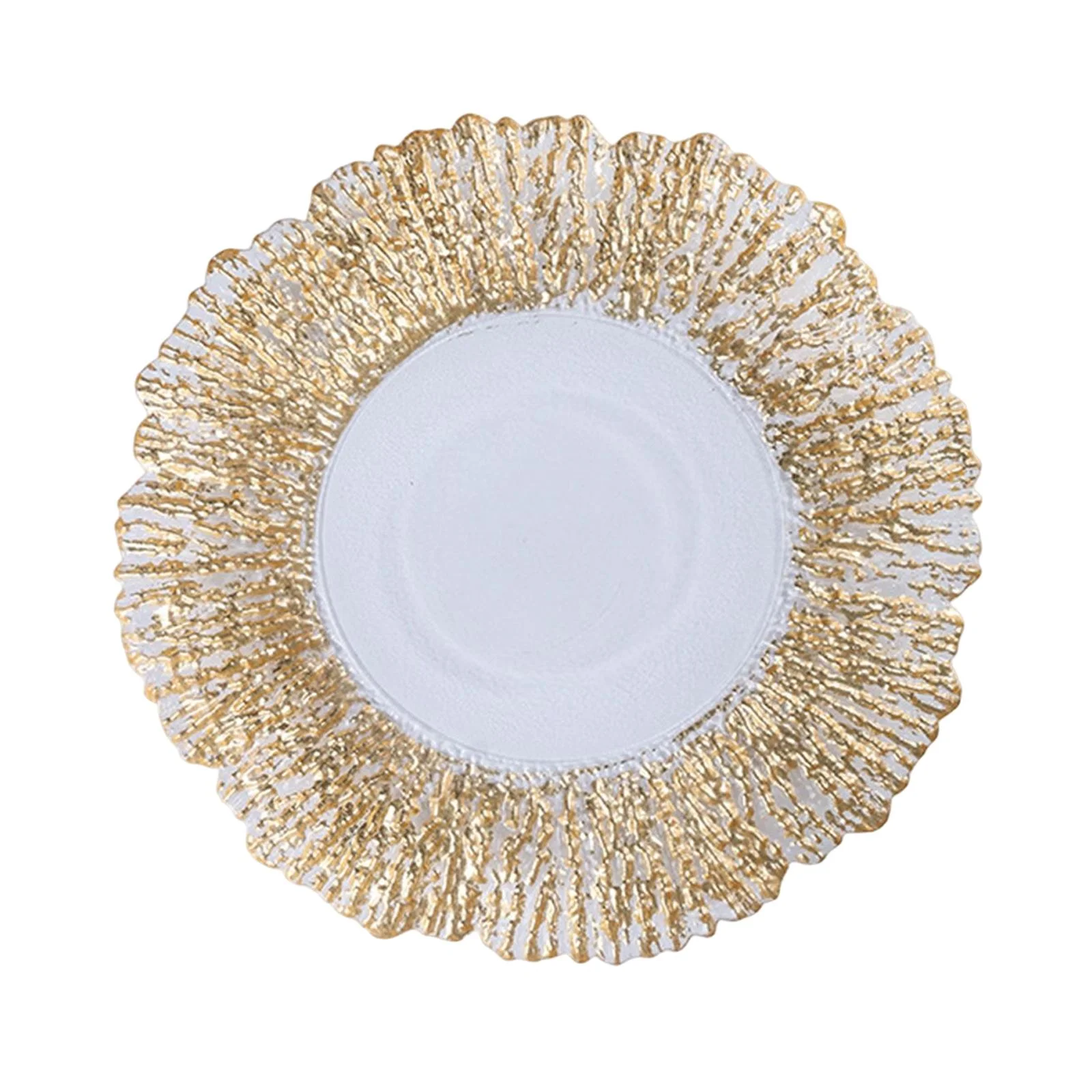 Durable Service Platter Serving Tray Cooking Holiday Reception Party Wedding Bakeware Glass Round Dish for Snack Steak Farmhouse, Butter, Cake Gold 27cm