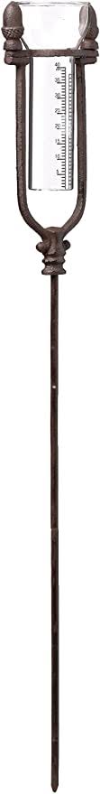 Kalalou Rustic Cast Iron Acorn Rain Gauge Stake