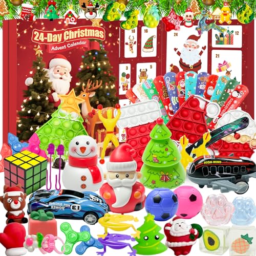 Fidget Advent Calendar 2025,Christmas Countdown Advent Calendars with 24 Days of Surprises Fidget Toys Bulk,Sensory Toy Stocking Stuffer Gifts Xmas Party Favors Surprise Gifts For Boys Girls