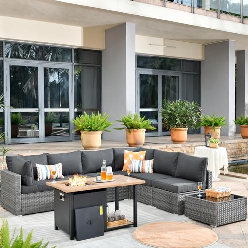 ovios 9 Piece Outdoor Wicker Patio Furniture Set with 50