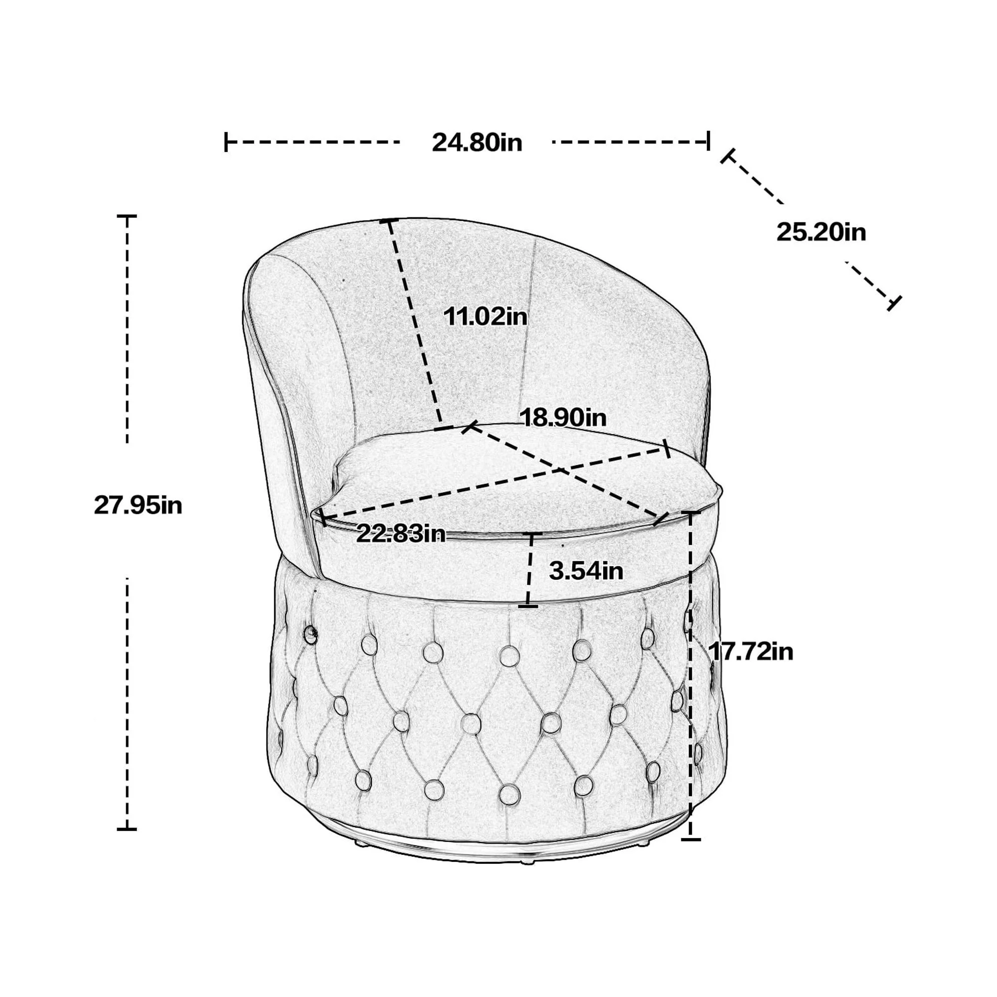 Velvet Upholstered 360 Degree Swivel Tufted Round Barrel Chair Yellow