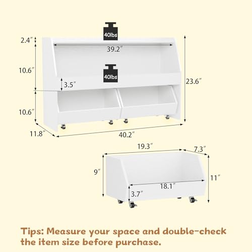 COZPAW Toy Storage Organizer, 2 Tier Montessori Shelf with Movable Bins, Toy Organizers Book Shelf for Kids Room, Playroom, Nursery (Wood)