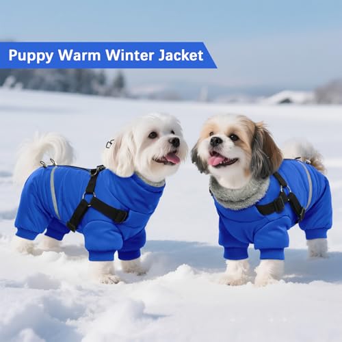 BRKURLEG Black Dog Coat with Harness, Dog Winter Jacket, Dogs Onesie Body Warm Jackets, Small Dogs Winter Coats Reflective Windproof Warm Cold Weather Coats, Pet Waterproof Jacket Hiking XL