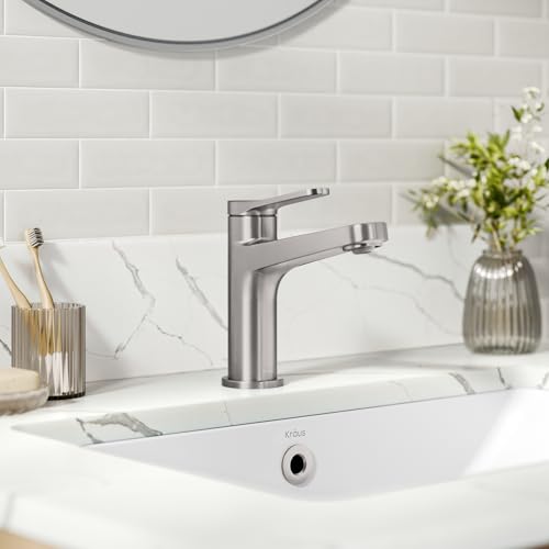 KRAUS Indy Single Handle One Hole Bathroom Sink Faucet in Chrome, KBF-1411CH