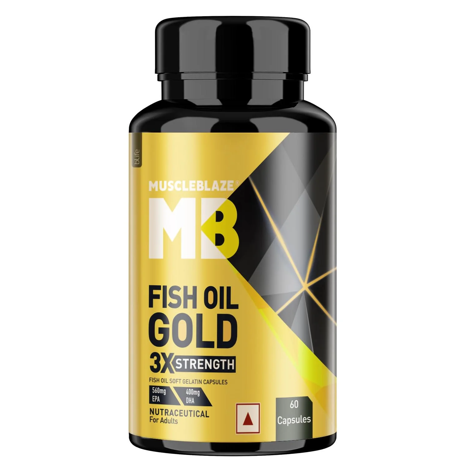Muscleblaze Omega 3 Fish Oil Gold 1250Mg, 60 Omega 3 Fish Oil Capsules, Triple Strength Formula (560Mg Epa & 400Mg Dha)