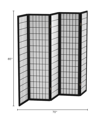 Red Lantern 6 ft. Tall Window Pane Shoji Screen-Natural-4 Panels Room Divider