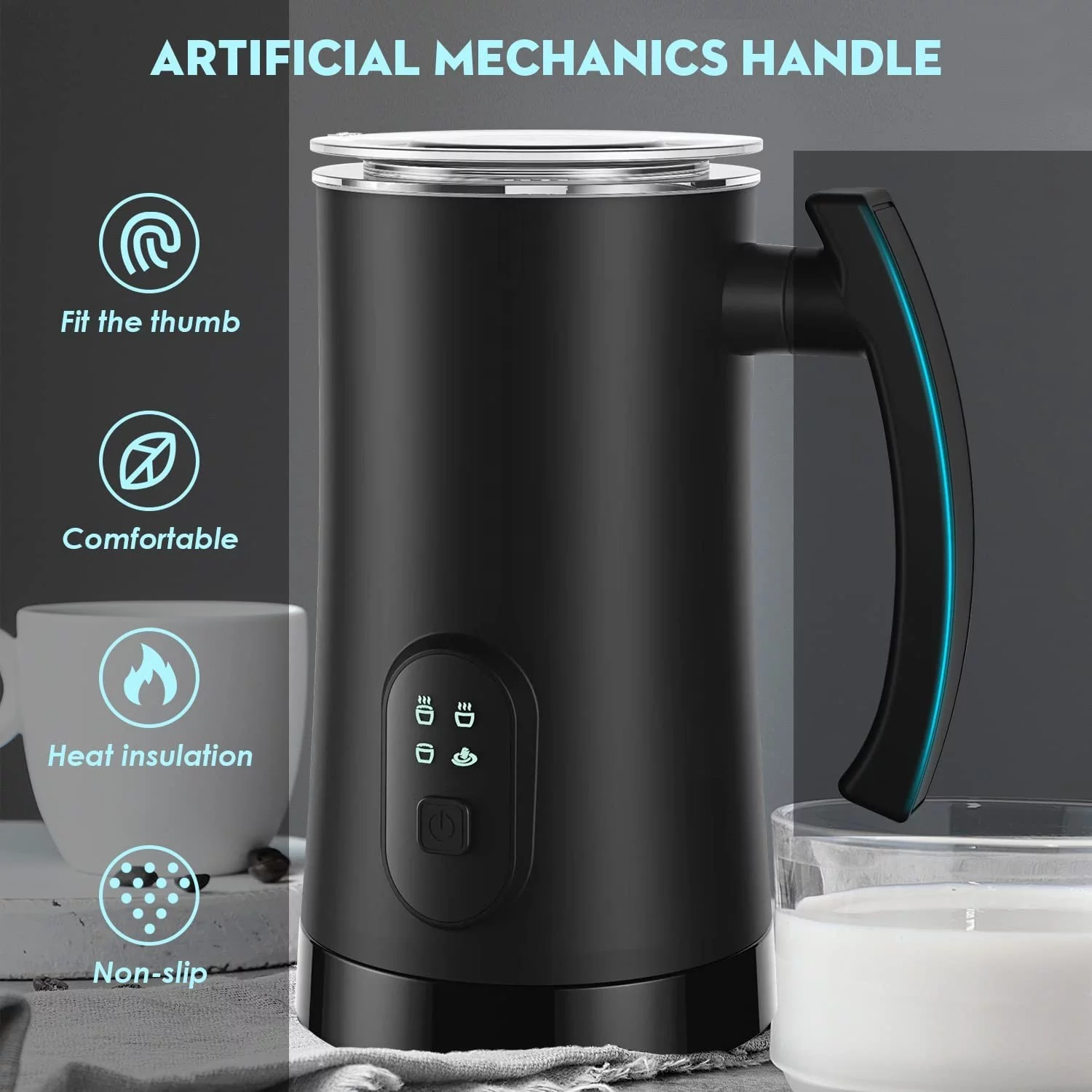 BLUELK Electric Milk Frother, 4 in 1 Milk Steamer,11.8oz/350ml Automatic Warm and Cold Foam Maker for Coffee, Latte, Cappuccino, Macchiato, Hot Chocolate