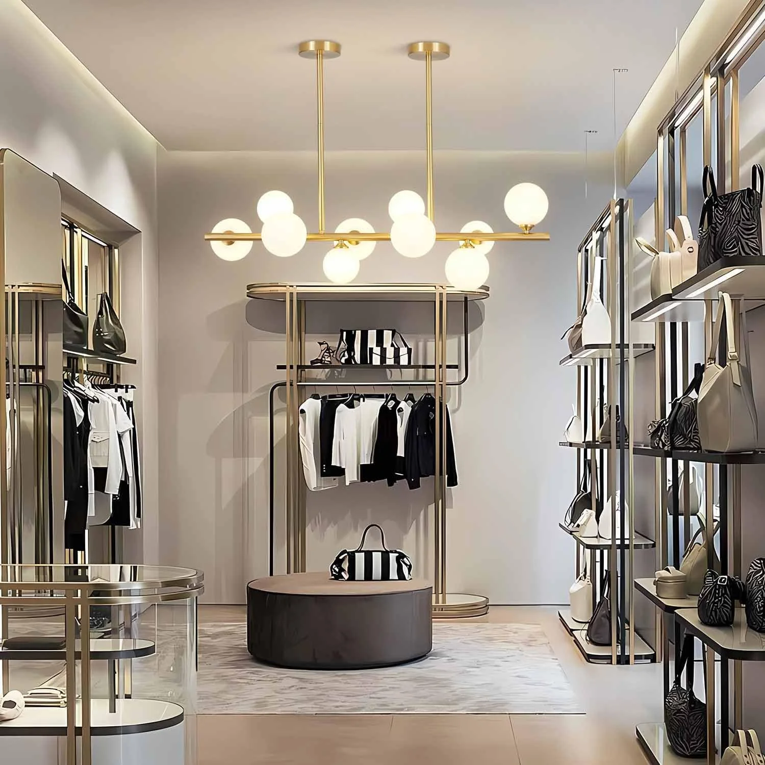 WANHUI Modern Gold Globe Sputnik Chandelier Mid Century Brass Linear Chandelier 10-Lights Frosted White Glass Ball Pendant Light Ceiling Lamp Dining Light Fixture Over Table