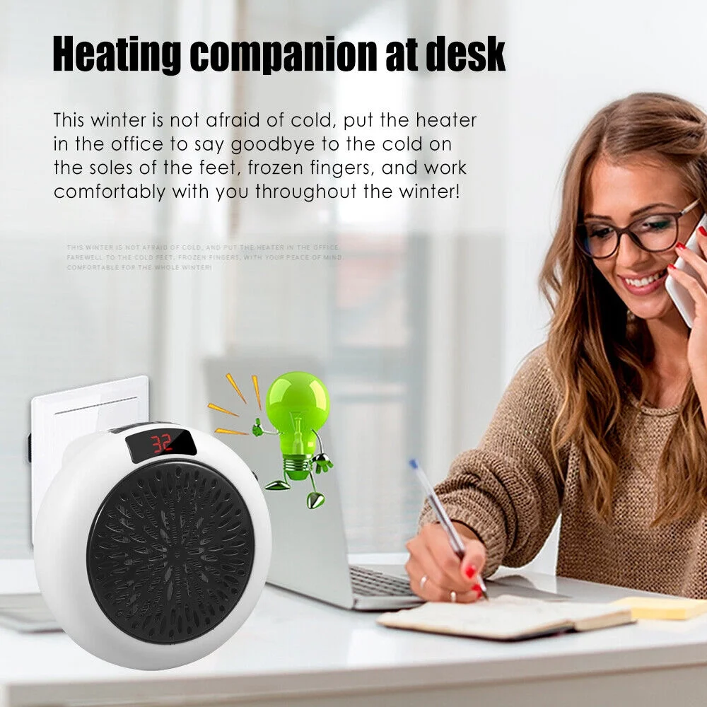 JLLOM  900W White Digital Thermostat Plug in Electric Heater Fan Remote Timer Warm up any room safely and effectively
