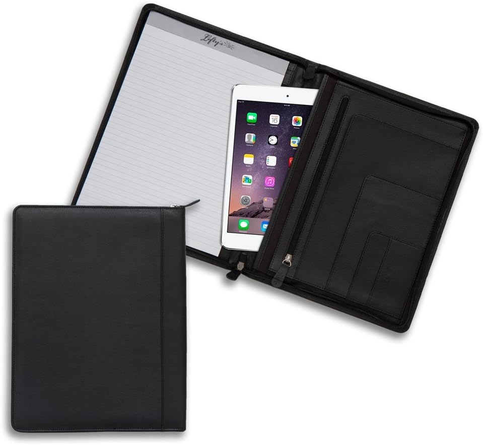 Lefty's Zippered Left-Handed Black Eco-Leather Padfolio