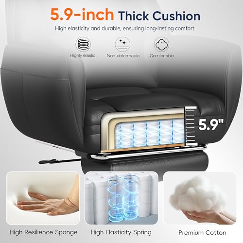 GABRYLLY Ergonomic Chair with Footrest – Wide Cross Legged Chair with Reversible Armrests, 120°Tilt, Heavy-Duty Base, Big and Tall Executive Chair Plus, Brown, GY82766