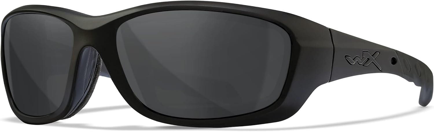 Wiley X WX Gravity Sunglasses, Safety Glasses for Men and Women, UV Eye Protection for Shooting, Fishing, Biking, and Extreme Sports, Matte Black Frames, Smoke Grey Tinted Lenses