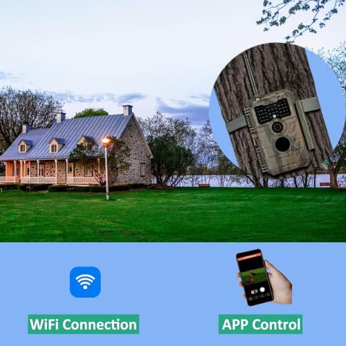 GardePro E6P Trail Camera WiFi Bluetooth, 48MP 1296p Game Cameras with 8000mAh Rechargeable Battery Pack, Night Vision Motion Activated