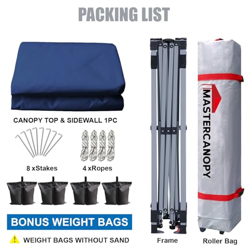 MASTERCANOPY Durable Pop-up Canopy Tent with 1 Sidewall (10'x10',White)