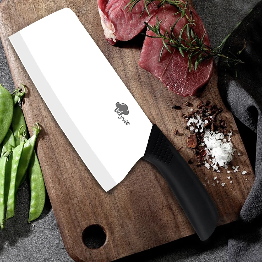7inch Lager Ceramic Meat Cleaver Knife Set with Blade Covers 4