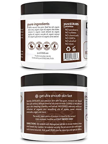 pureSCRUBS Premium Eucalyptus Body Scrub Set - Large 16oz Dead Sea Salt Body Scrub With Infused Essential Oils & Nutrients, Includes Wooden Spoon, Loofah & Oatmeal Exfoliating Bar Soap