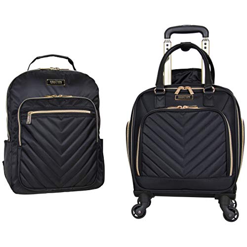 Kenneth Cole REACTION Chelsea Chevron Quilted Luggage, Black, 24-Inch Checked