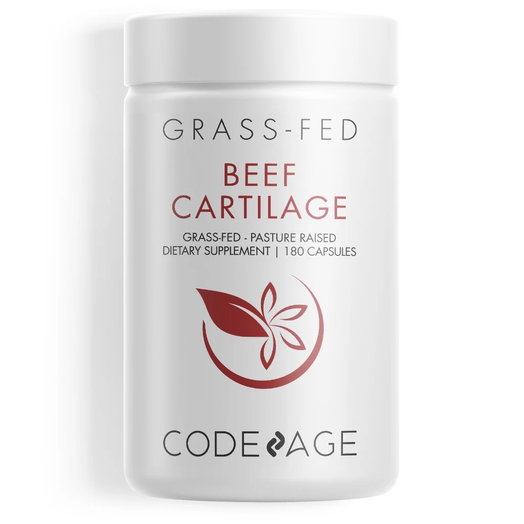 Codeage Grass-Fed Beef Cartilage, Freeze-Dried, Non-Defatted, Desiccated Glandular Supplement, 180 ct