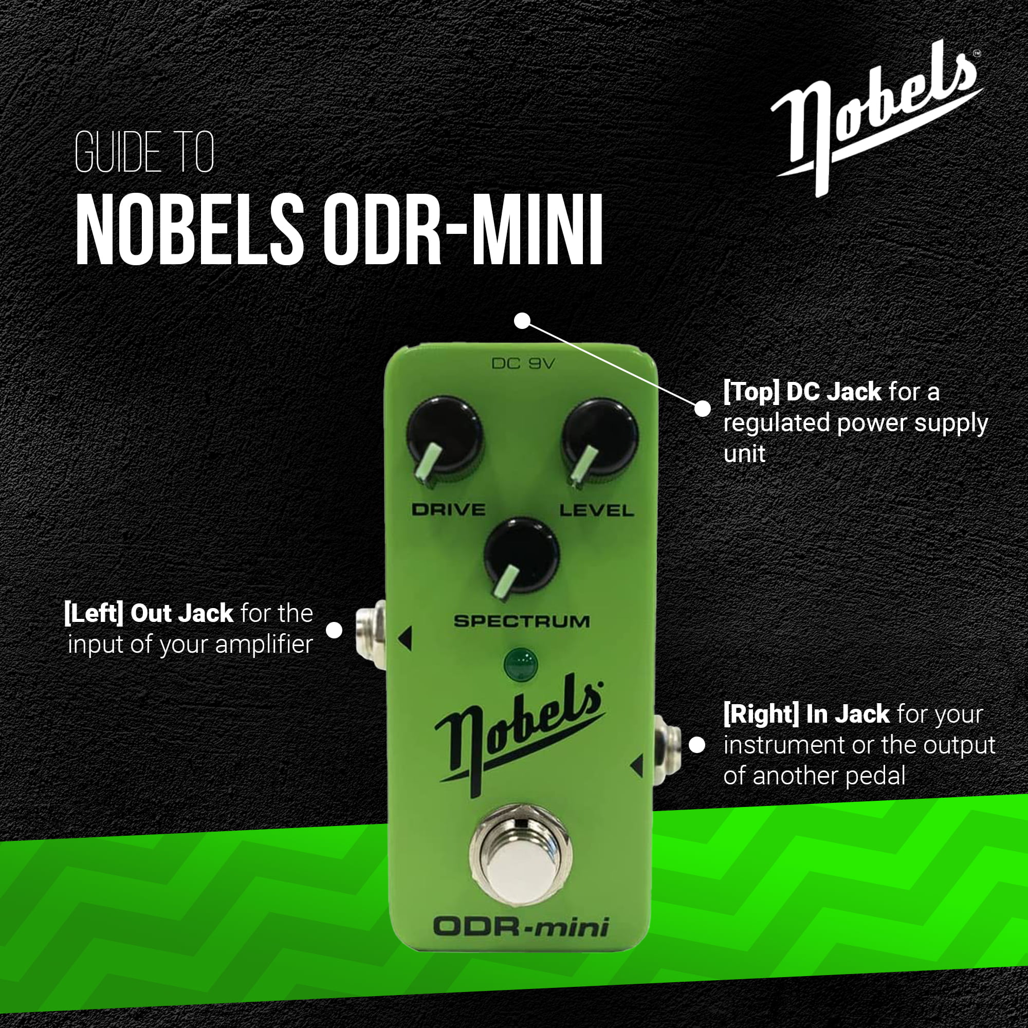 Nobels ODR-Mini True Bypass Overdrive Pedal & Spectrum Control for Guitars