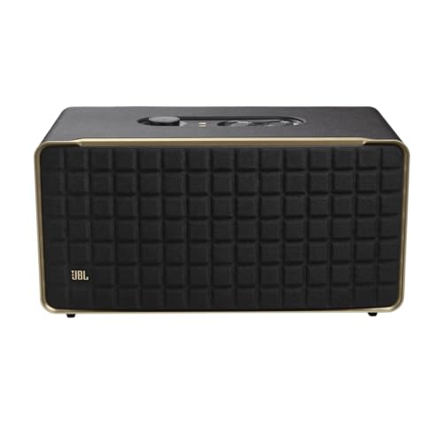 JBL Authentics 200 - Retro Style Smart Home Speaker with Built in Wi-Fi, Bluetooth and Voice Assistants, Alexa and Google Assistant, Multi-Room Playback, Automatic self tuning (Black/Gold)