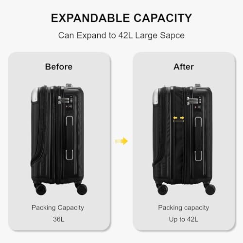 LEVEL8 Grace Carry on Luggage Airline Approved, 20 Inch Expandable Hardside Suitcases with wheels, Abs+Pc Harshell Spinner Luggages with Tsa Lock, Red